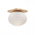 Reels - Gold Ceiling Lamp with Ribbed White Glass
