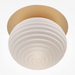 Reels - Gold Ceiling Lamp with Ribbed White Glass