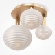 Maytoni-MOD268CL-03G - Reels - Gold 3 Light Ceiling Lamp with Ribbed White Glasses
