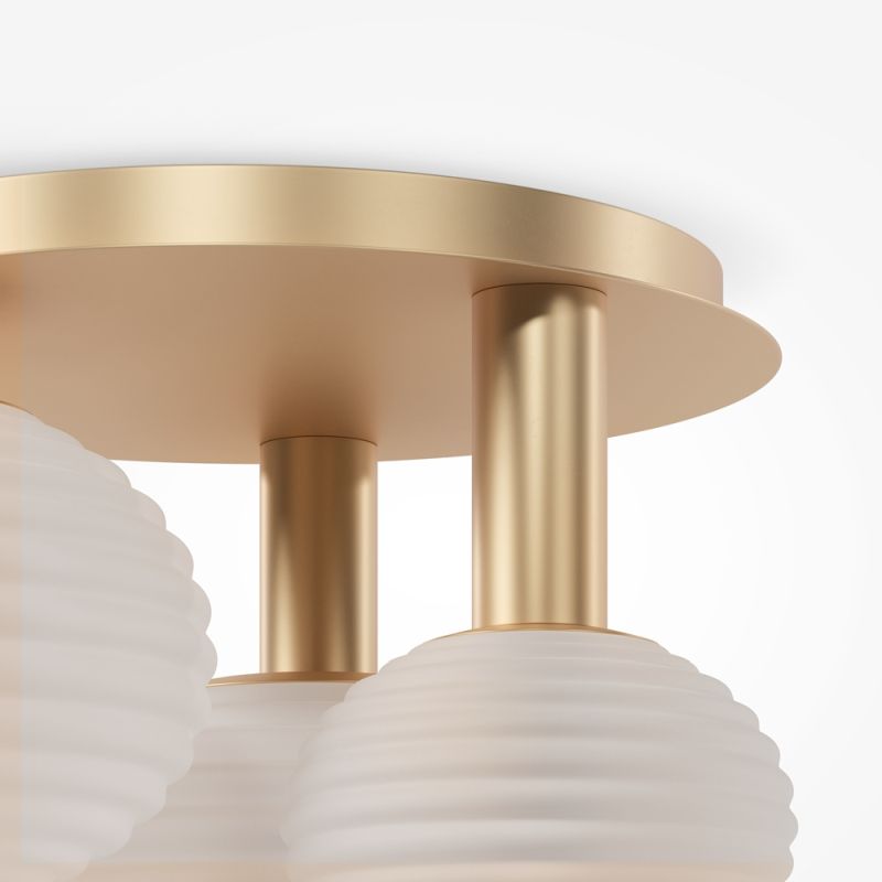 Maytoni-MOD268CL-03G - Reels - Gold 3 Light Ceiling Lamp with Ribbed White Glasses