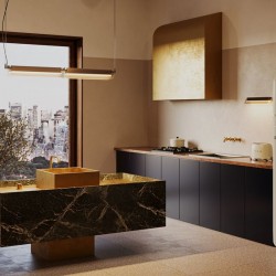 Flat - Black LED over Island Fitting with Brown Glass Flat - Black LED over Island Fitting with Brown Glass