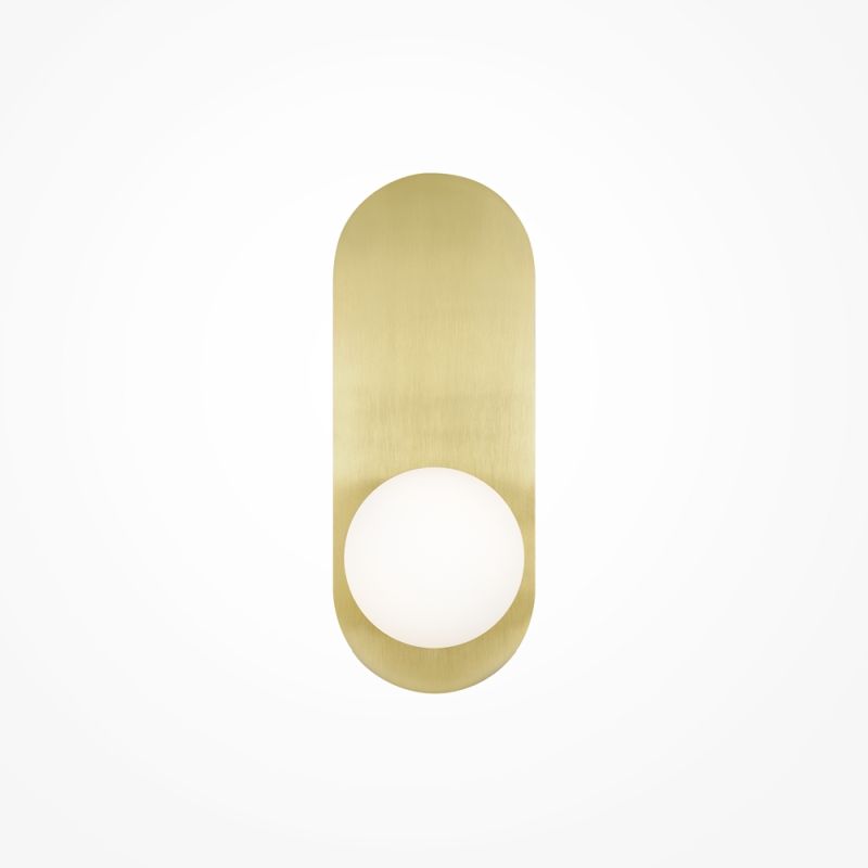 Maytoni-MOD419WL-01G - Bao - Gold Wall Lamp with White Glass