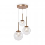 Basic Form - Gold 3 Light Cluster Fitting with Double Glasses Basic Form - Gold 3 Light Cluster Fitting with Double Glasses