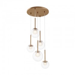 Basic Form - Gold 5 Light Cluster Fitting with Double Glasses Basic Form - Gold 5 Light Cluster Fitting with Double Glasses