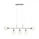 Erich - Nickel 5 Light over Island Fitting with White Glasses