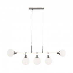 Erich - Nickel 5 Light over Island Fitting with White Glasses