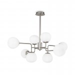 Erich - Nickel 8 Light Centre Fitting with White Glasses