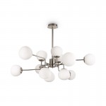 Erich - Nickel 12 Light Centre Fitting with White Glasses