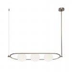 Erich - Nickel 3 Light over Island Fitting with White Glasses