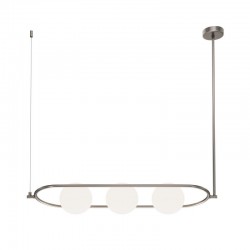 Erich - Nickel 3 Light over Island Fitting with White Glasses