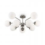Erich - Nickel 10 Light Ceiling Lamp with White Glasses