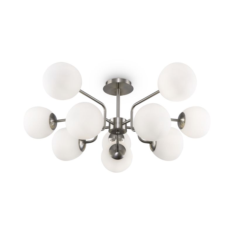 Maytoni-MOD221PL-10N - Erich - Nickel 10 Light Ceiling Lamp with White Glasses