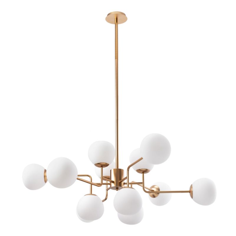 Maytoni-MOD221-PL-12-G - Erich - Matt Gold 12 Light Centre Fitting with White Glasses