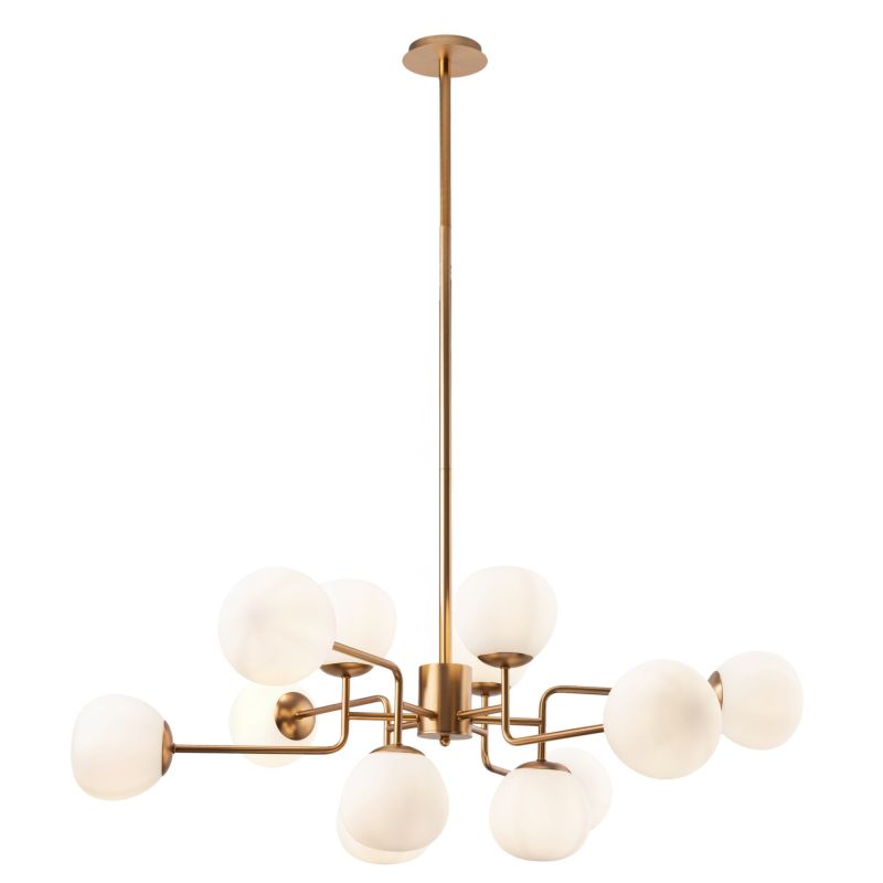 Maytoni-MOD221-PL-12-G - Erich - Matt Gold 12 Light Centre Fitting with White Glasses