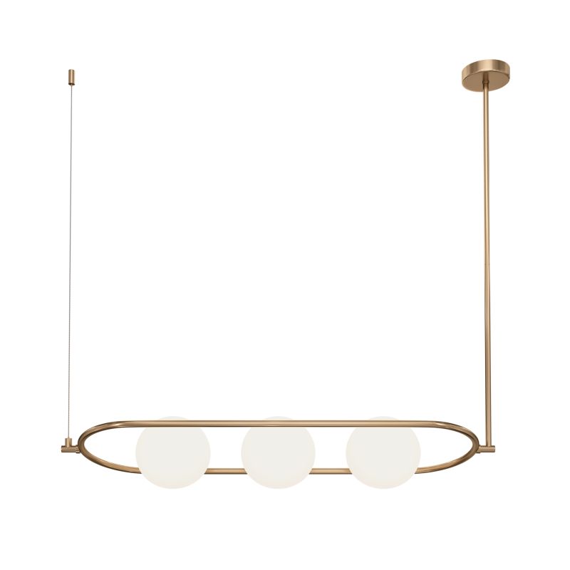 Maytoni-MOD221PL-03BS - Erich - Brass 3 Light over Island Fitting with White Glasses