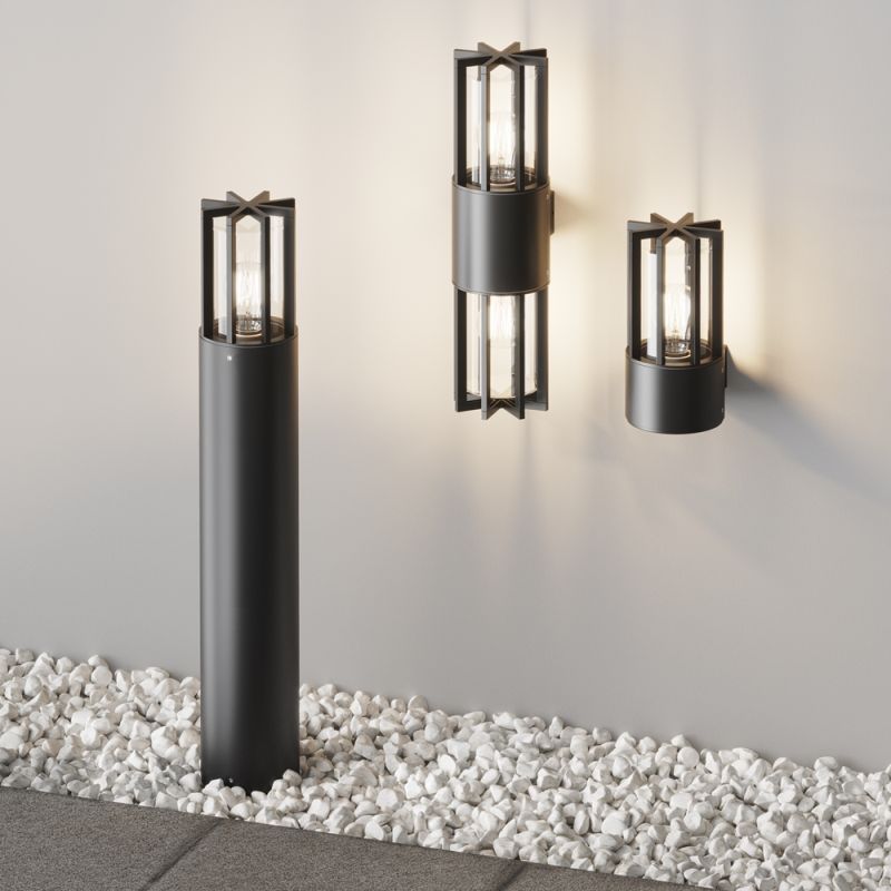 Maytoni-O453WL-01GF - Barrel - Outdoor Graphite Wall Lamp with Clear Glass