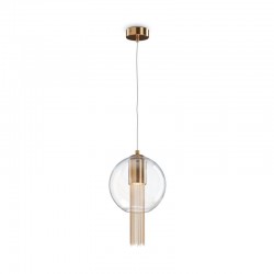 Flusso - Brass Pendant with Clear Glass & Chains Ø 20 cm Flusso - Brass Pendant with Clear Glass & Chains Ø 20 cm