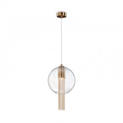 Flusso - Brass Pendant with Clear Glass & Chains Ø 25 cm Flusso - Brass Pendant with Clear Glass & Chains Ø 25 cm