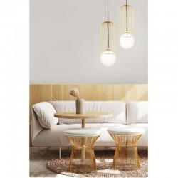 Telford - Gold Pendant with White Glass ∅ 20 cm