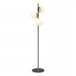 Nostalgia - Black & Gold 3 Light Floor Lamp with White Glass Nostalgia - Black & Gold 3 Light Floor Lamp with White Glass