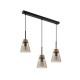 Kitchen Lights - Domino - Smoky Glass with Wood 3 Light over Island Fitting Prism-DM 3 DY | 1548 - Domino - Smoky Glass with Wood 3 Light over Island Fitting