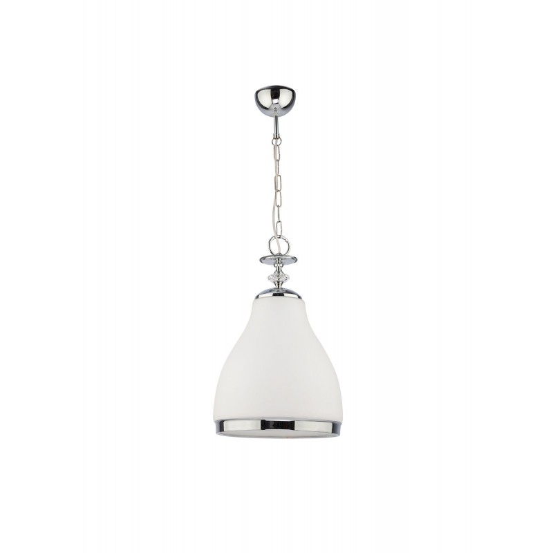 Ceiling Lights - Isla - Opal Glass with Chrome Single Hanging Pendant Prism-IS 1 B/C | 1569 - Isla - Opal Glass with Chrome Single Hanging Pendant