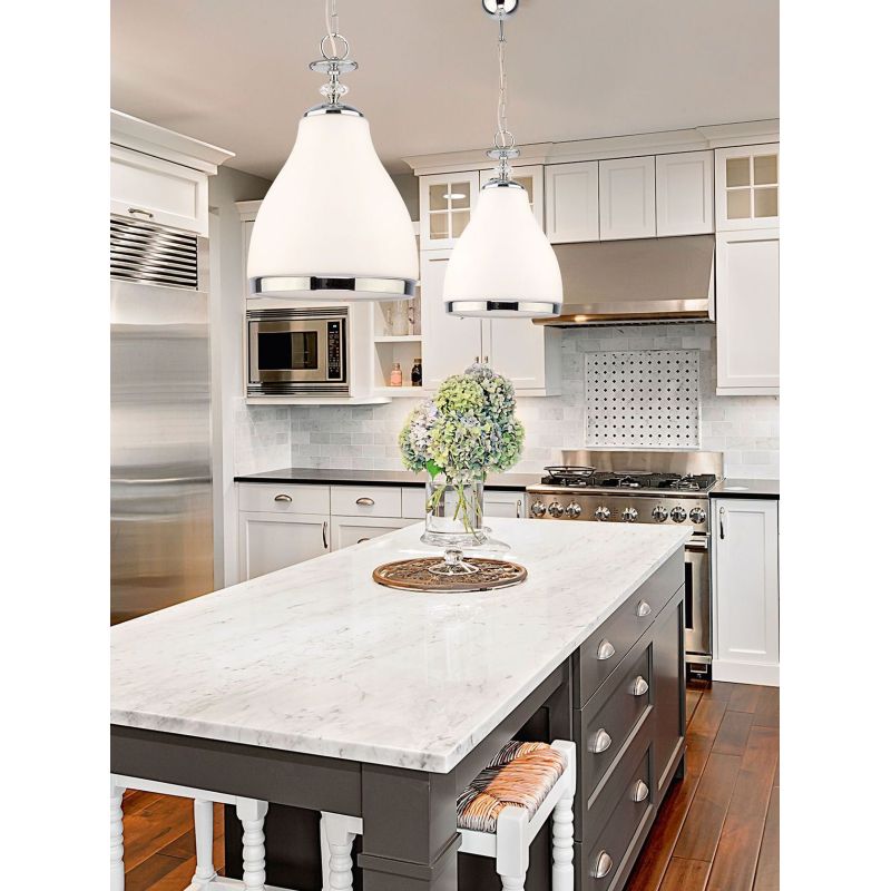 Ceiling Lights - Isla - Opal Glass with Chrome Single Hanging Pendant Prism-IS 1 B/C | 1569 - Isla - Opal Glass with Chrome Single Hanging Pendant