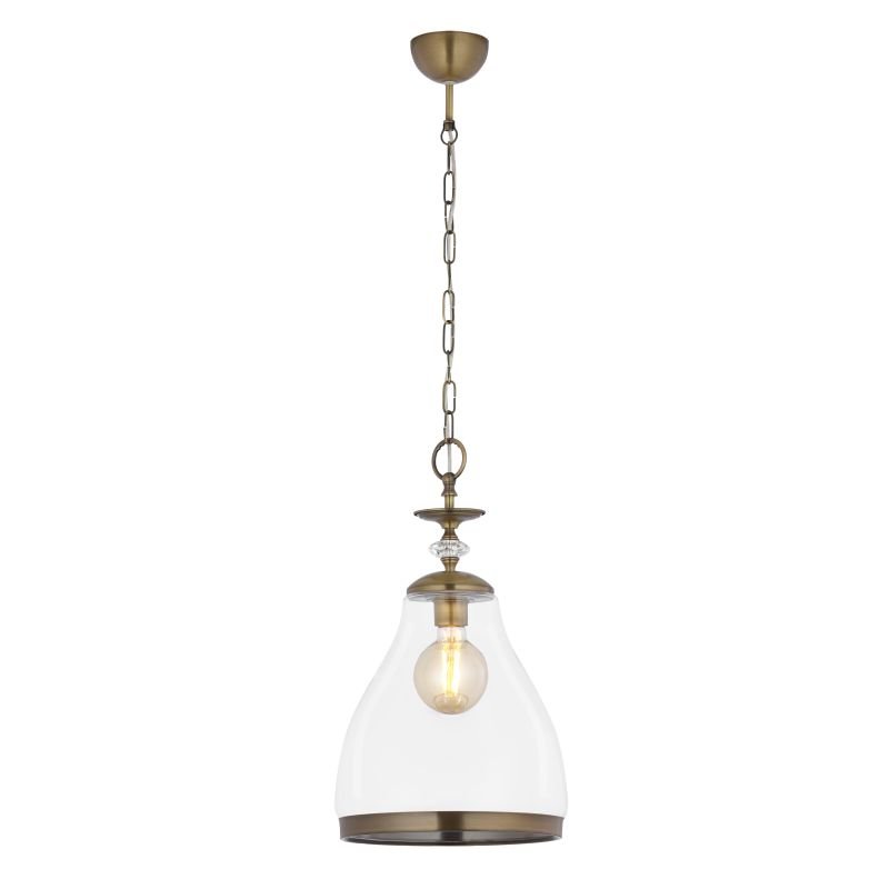 Ceiling Lights - Isla - Transparent Glass with Antique Brass Single Pendant Prism-IS1 TR P | 1782 - Isla - Transparent Glass with Antique Brass Single Pendant