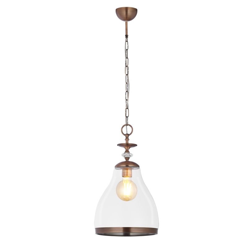 Ceiling Lights - Isla - Transparent Glass with Antique Copper Single Pendant Prism-IS1 TR MI | 1781 - Isla - Transparent Glass with Antique Copper Single Pendant
