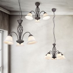 Rustica - Rustic 3 Light Centre Fitting with White Glass Rustica - Rustic 3 Light Centre Fitting with White Glass