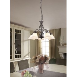 Rustica - Rustic 5 Light Centre Fitting with White Glass Rustica - Rustic 5 Light Centre Fitting with White Glass