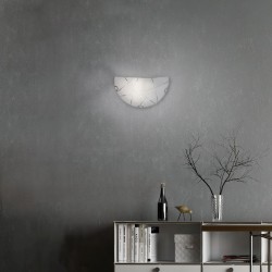 Sandrina - Chrome Wall Lamp with White Glass with Clear Design Sandrina - Chrome Wall Lamp with White Glass with Clear Design