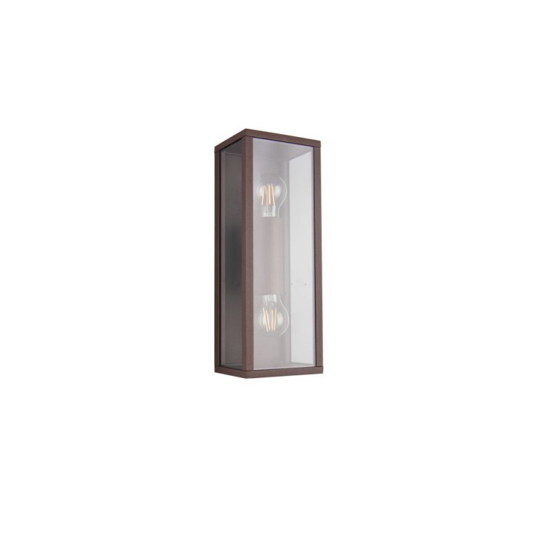 Trio-201860224 - Garonne - Rusty 2 Light Wall Lamp with Clear Glass
