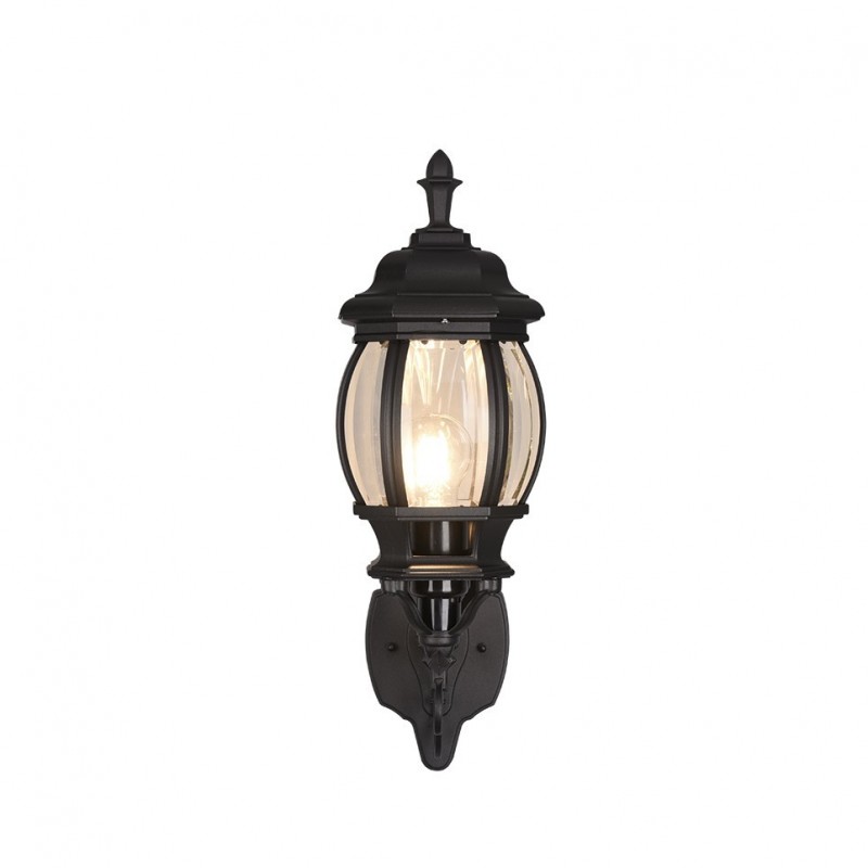 - Elvo - Traditional Black Uplighter Wall Lamp with Clear Glass Trio-206967132 - Elvo - Traditional Black Uplighter Wall Lamp with Clear Glass