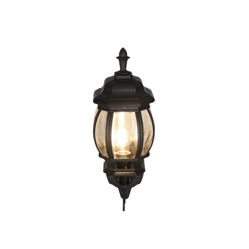 - Elvo - Traditional Black Uplighter Wall Lamp with Clear Glass Trio-206967132 - Elvo - Traditional Black Uplighter Wall Lamp with Clear Glass