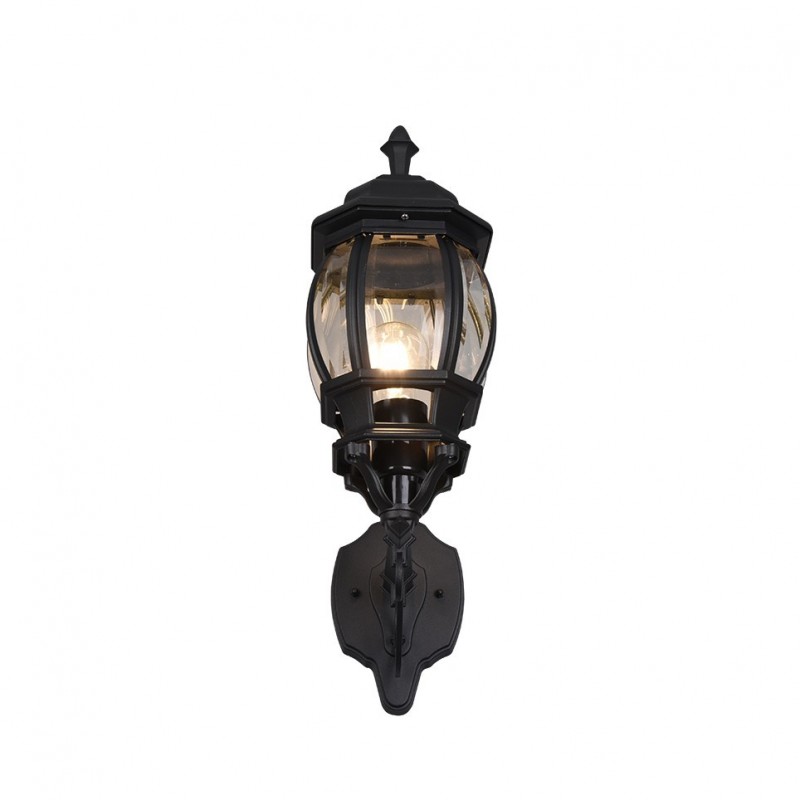 - Elvo - Traditional Black Uplighter Wall Lamp with Clear Glass Trio-206967132 - Elvo - Traditional Black Uplighter Wall Lamp with Clear Glass