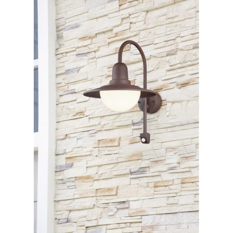 Trio-207269124 - Norman - Rusty PIR Wall Lamp with White Diffuser