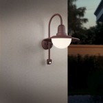 Norman - Rusty PIR Wall Lamp with White Diffuser Norman - Rusty PIR Wall Lamp with White Diffuser