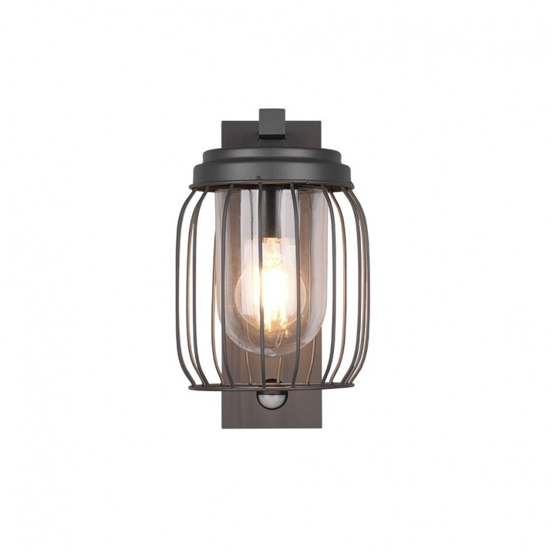 - Tuela - Anthracite PIR Wall Lamp with Clear Glass Diffuser Trio-210869142 - Tuela - Anthracite PIR Wall Lamp with Clear Glass Diffuser