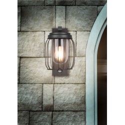 Tuela - Anthracite PIR Wall Lamp with Clear Glass Diffuser Tuela - Anthracite PIR Wall Lamp with Clear Glass Diffuser