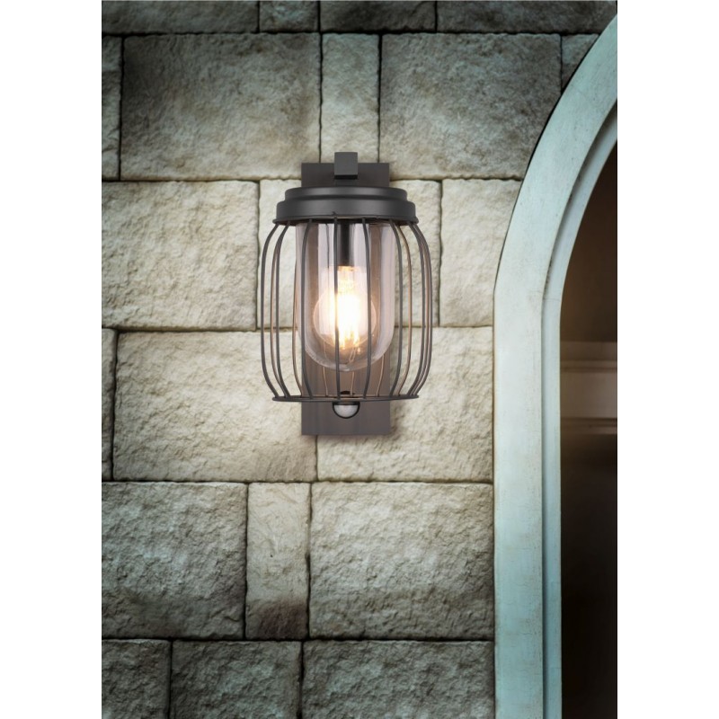- Tuela - Anthracite PIR Wall Lamp with Clear Glass Diffuser Trio-210869142 - Tuela - Anthracite PIR Wall Lamp with Clear Glass Diffuser