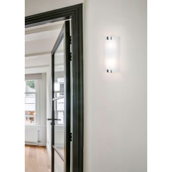 Pura - Matt Nickel 2 Light Wall Lamp with White Glass  Pura - Matt Nickel 2 Light Wall Lamp with White Glass