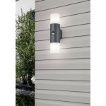 Hoosic - Anthracite 2 Light PIR Wall Lamp with White Diffuser Hoosic - Anthracite 2 Light PIR Wall Lamp with White Diffuser