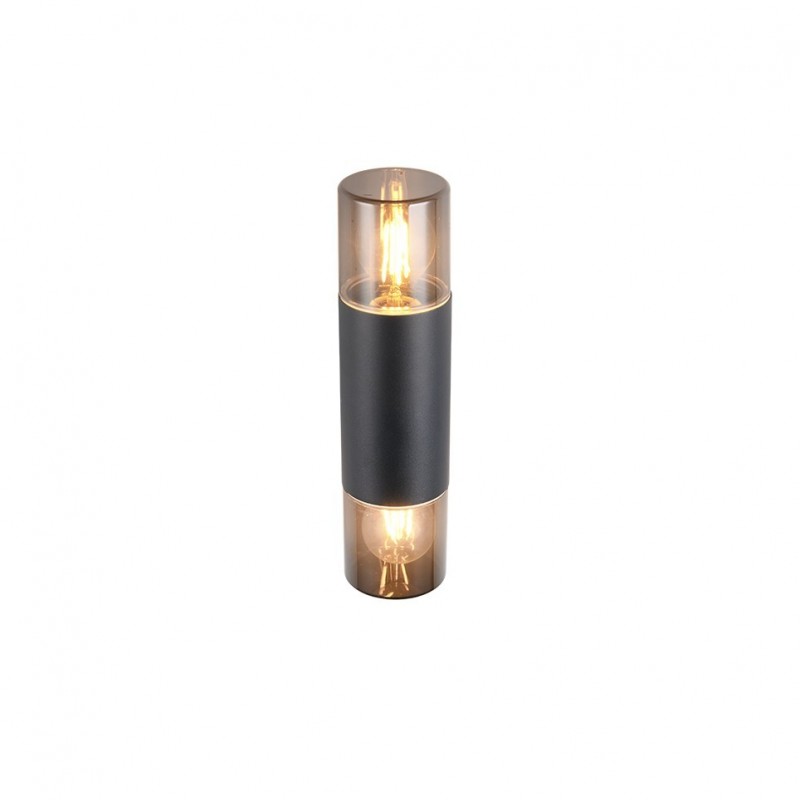 - Hoosic - Matt Black 2 Light Wall Lamp with Smoked Diffuser Trio-224060232 - Hoosic - Matt Black 2 Light Wall Lamp with Smoked Diffuser