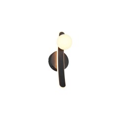 Napoli - Matt Black CCT Wall Lamp with White Glass Shade