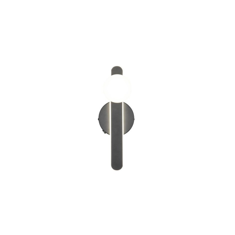 Trio-237970132 - Napoli - Matt Black CCT Wall Lamp with White Glass Shade