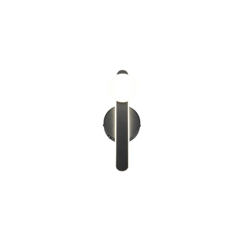 Trio-237970132 - Napoli - Matt Black CCT Wall Lamp with White Glass Shade
