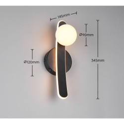 Napoli - Matt Black CCT Wall Lamp with White Glass Shade
