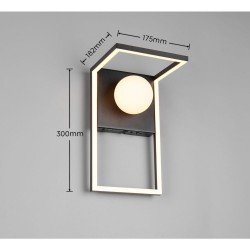 Arola - Black CCT Wall Lamp with White Glass