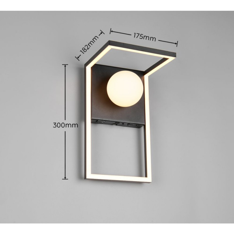 Trio-238170132 - Arola - Black CCT Wall Lamp with White Glass